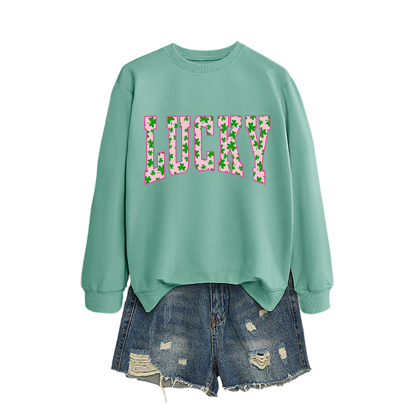 🍀 Must-have für den St. Patrick’s Day! Damen-Sweatshirt mit glücksbringendem Kleeblatt-Print