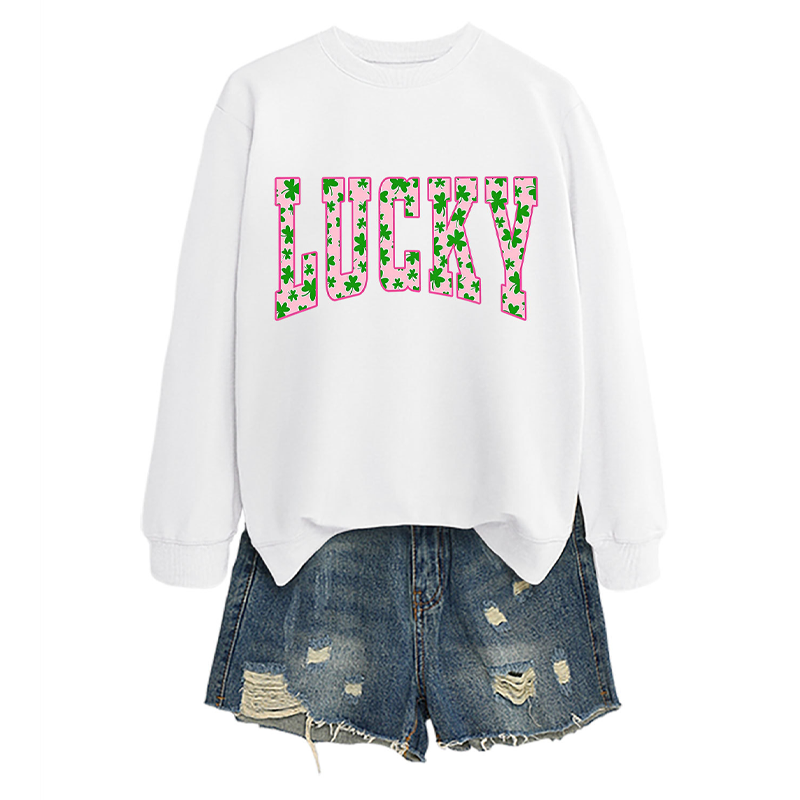 🍀 Must-have für den St. Patrick’s Day! Damen-Sweatshirt mit glücksbringendem Kleeblatt-Print