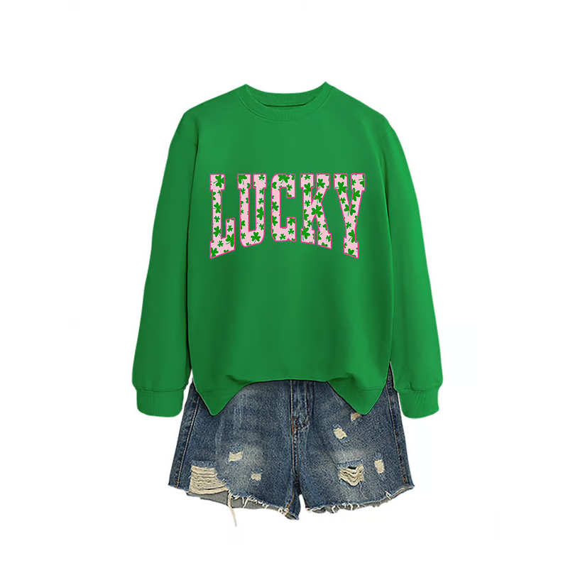 🍀 Must-have für den St. Patrick’s Day! Damen-Sweatshirt mit glücksbringendem Kleeblatt-Print