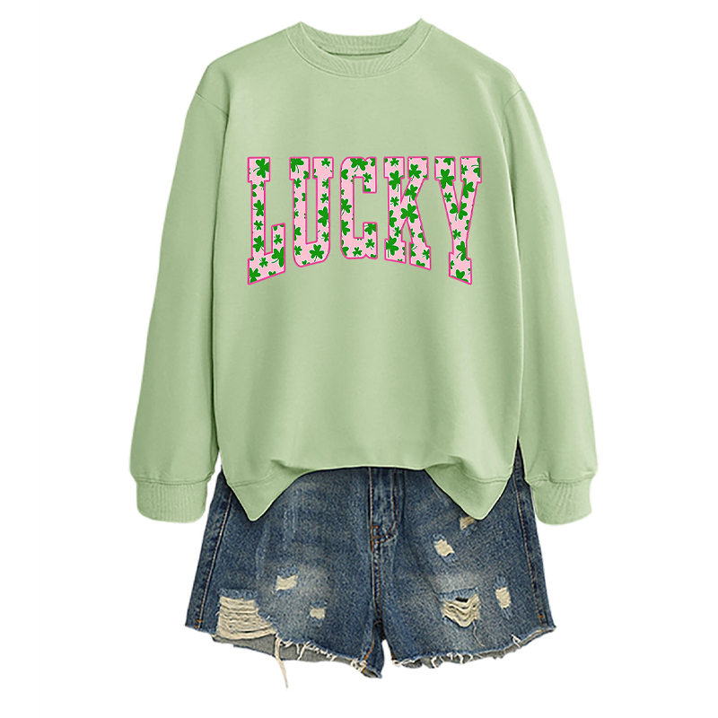 🍀 Must-have für den St. Patrick’s Day! Damen-Sweatshirt mit glücksbringendem Kleeblatt-Print