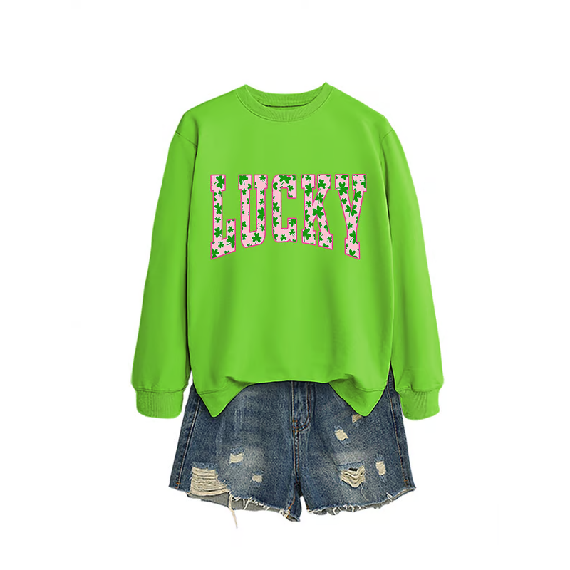 🍀 Must-have für den St. Patrick’s Day! Damen-Sweatshirt mit glücksbringendem Kleeblatt-Print