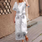 Damen 2-teiliges Set: Lockeres bedrucktes Oberteil & Hose