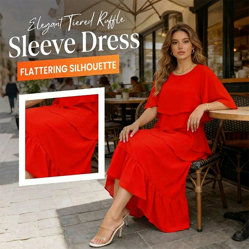 Elegantes Damenkleid mit gerüschten Stufärmeln