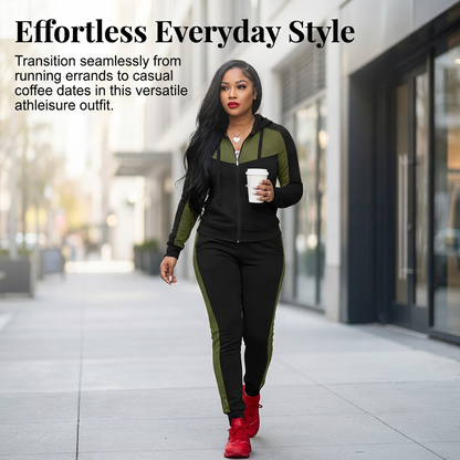 🌞Frühlingserwachen: 50% Rabatt!🔥"Effortless Style" Athleisure-Set: Figurschmeichelnder Color-Block Trainingsanzug für Damen
