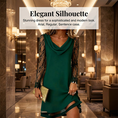 Elegantes A-Linien-Kleid mit Wasserfallausschnitt und Spitzenärmeln