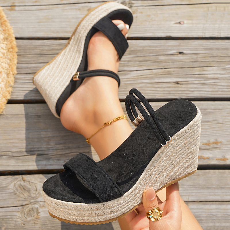 Boho-Sandalen mit Keilabsatz und Plateau für Damen