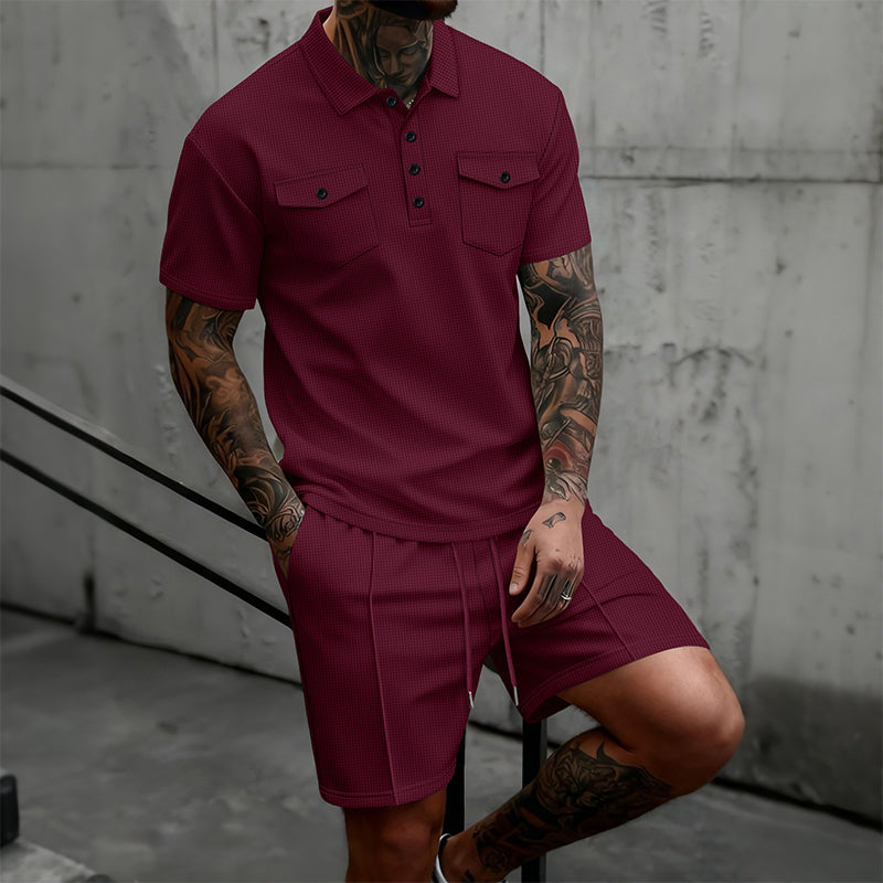 🔥 50% RABATT! Herren 2-teiliges Sommer-Set – Kurzarm-Shirt & Shorts mit Kordelzug