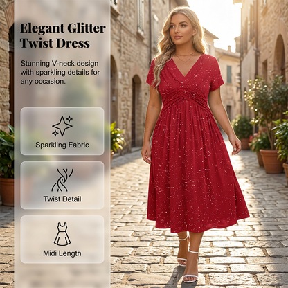 💗Elegantes Damenkleid mit V-Ausschnitt und gedrehter Vorderseite💗✨Lass deinen Charme strahlen