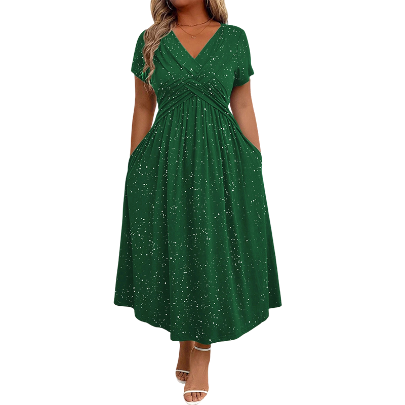 🌺Elegantes Damenkleid mit V-Ausschnitt und gedrehter Vorderseite