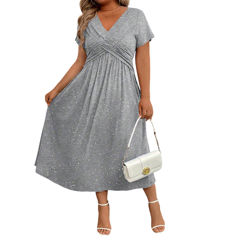 🌺Elegantes Damenkleid mit V-Ausschnitt und gedrehter Vorderseite
