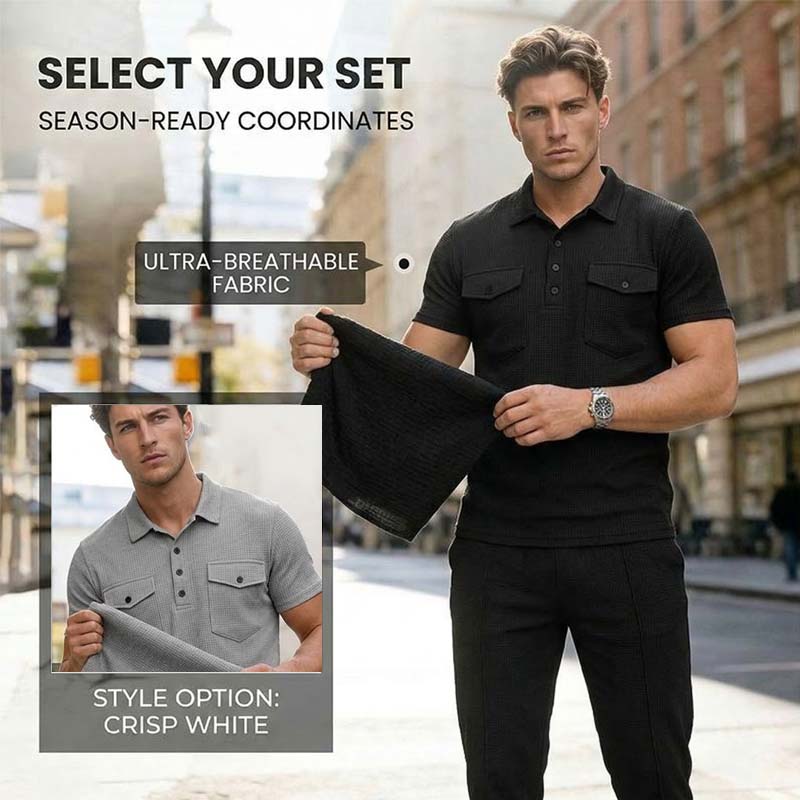 Set aus kurzärmeligem Oberteil und Hose aus Waffelpiqué für Herren
