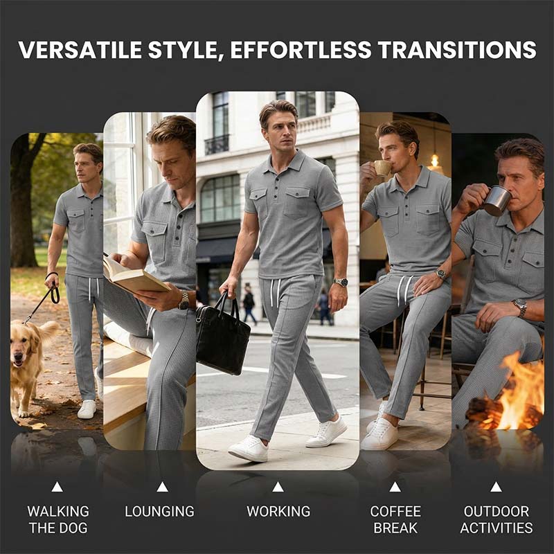 Set aus kurzärmeligem Oberteil und Hose aus Waffelpiqué für Herren