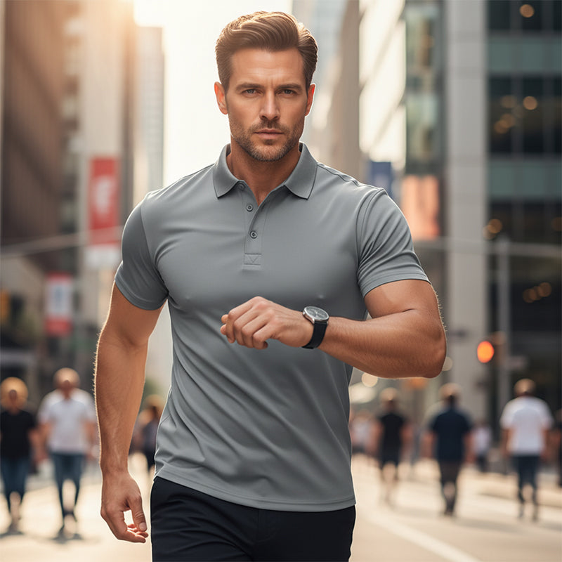 🔥 Nur in begrenzter Stückzahl, zeitlich begrenzt: 59 % Rabatt! 🎉 Schnell trocknendes Kurzarm-T-Shirt mit Reverskragen für Herren 💫
