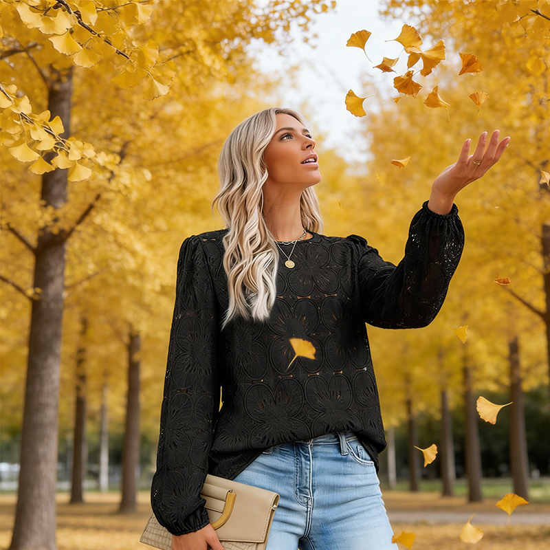 🔥 Limitierte Zeitangebot – Elegantes Damen Crew-Neck Longsleeve mit Ausschnitten