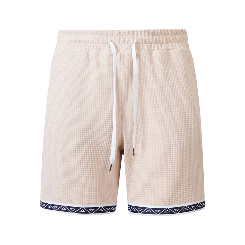 Herren Strick-Shorts mit Kordelzug und geometrischem Saum