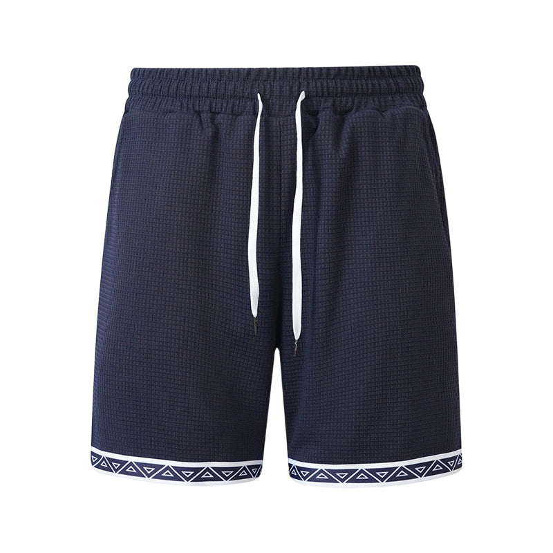 Herren Strick-Shorts mit Kordelzug und geometrischem Saum