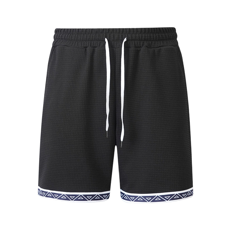 Herren Strick-Shorts mit Kordelzug und geometrischem Saum