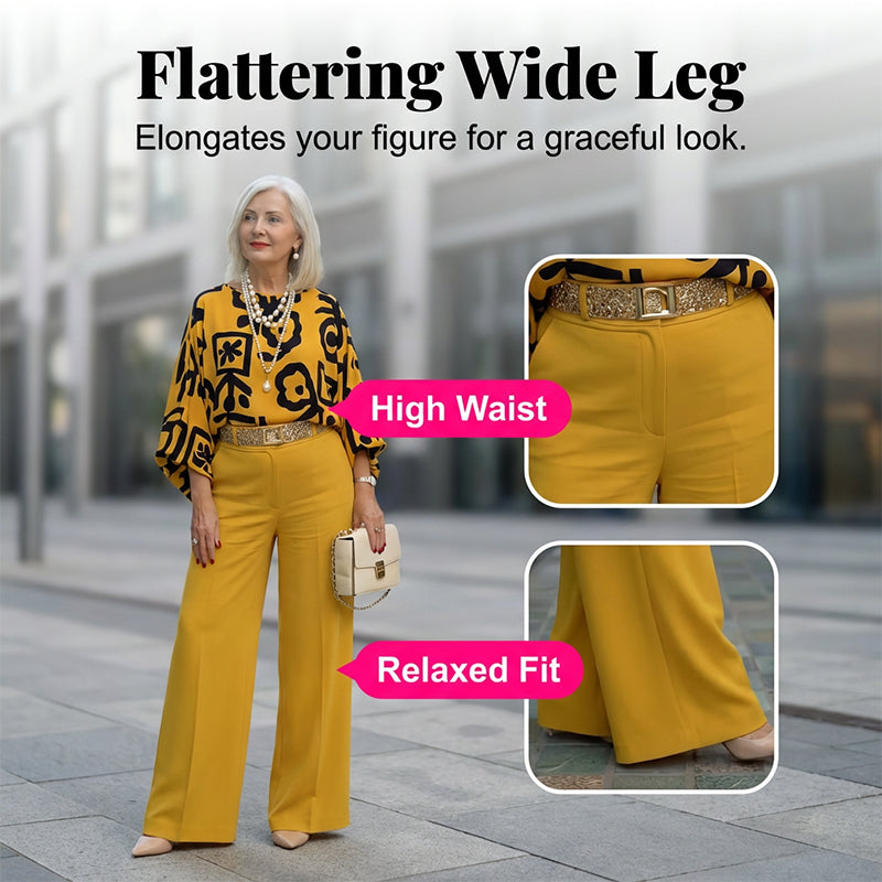 Set aus Retro-Oberteil mit Grafikprint und Hose mit weitem Bein für Damen