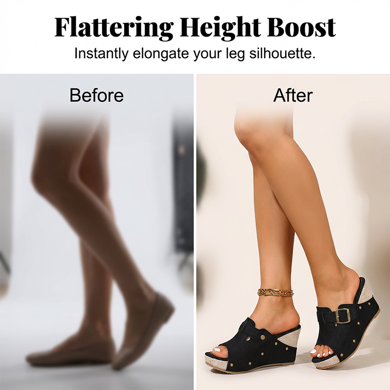 Peep-Toe-Sandalen mit Keilabsatz für Damen