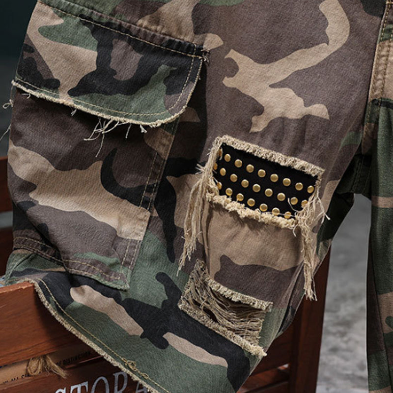 🩳 50% RABATT! 🔥 Men's Studded Camo Cargo Shorts – Strapazierfähig, viele Taschen & robustes Camouflage-Design – ideal für Outdoor und Alltag 🌿