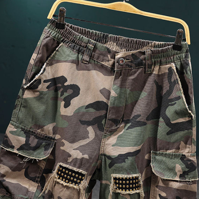 🩳 50% RABATT! 🔥 Men's Studded Camo Cargo Shorts – Strapazierfähig, viele Taschen & robustes Camouflage-Design – ideal für Outdoor und Alltag 🌿
