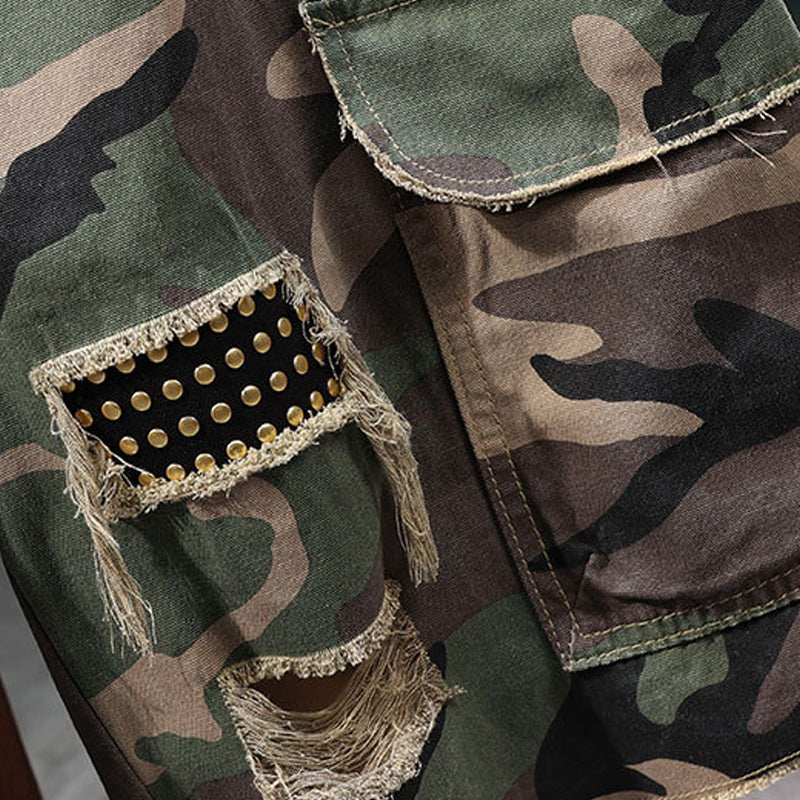 🩳 50% RABATT! 🔥 Men's Studded Camo Cargo Shorts – Strapazierfähig, viele Taschen & robustes Camouflage-Design – ideal für Outdoor und Alltag 🌿