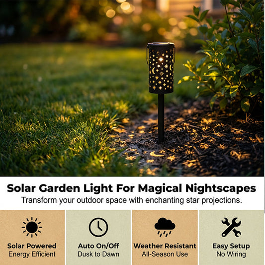 🌙✨ Solar-Gartensteckleuchte mit Stern- & Mondprojektion