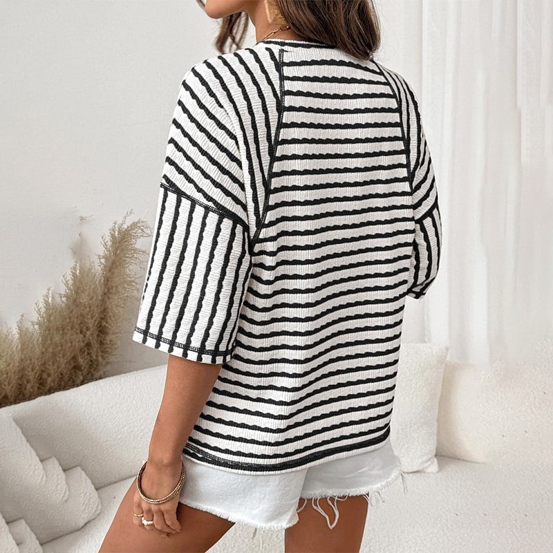 Damen-T-Shirt mit Streifen und lockerer Passform
