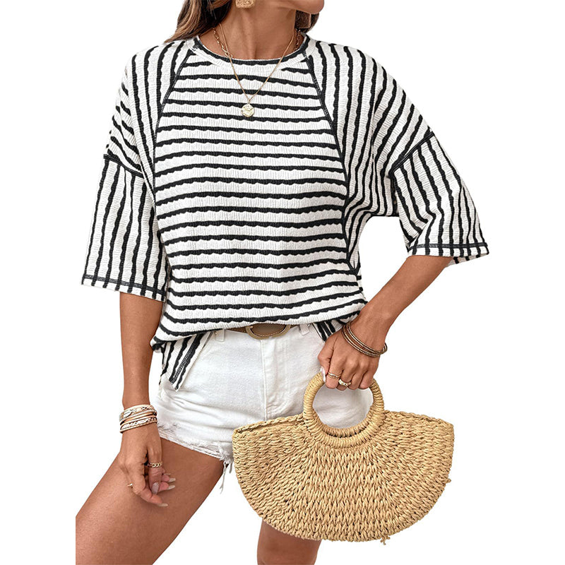 Damen-T-Shirt mit Streifen und lockerer Passform