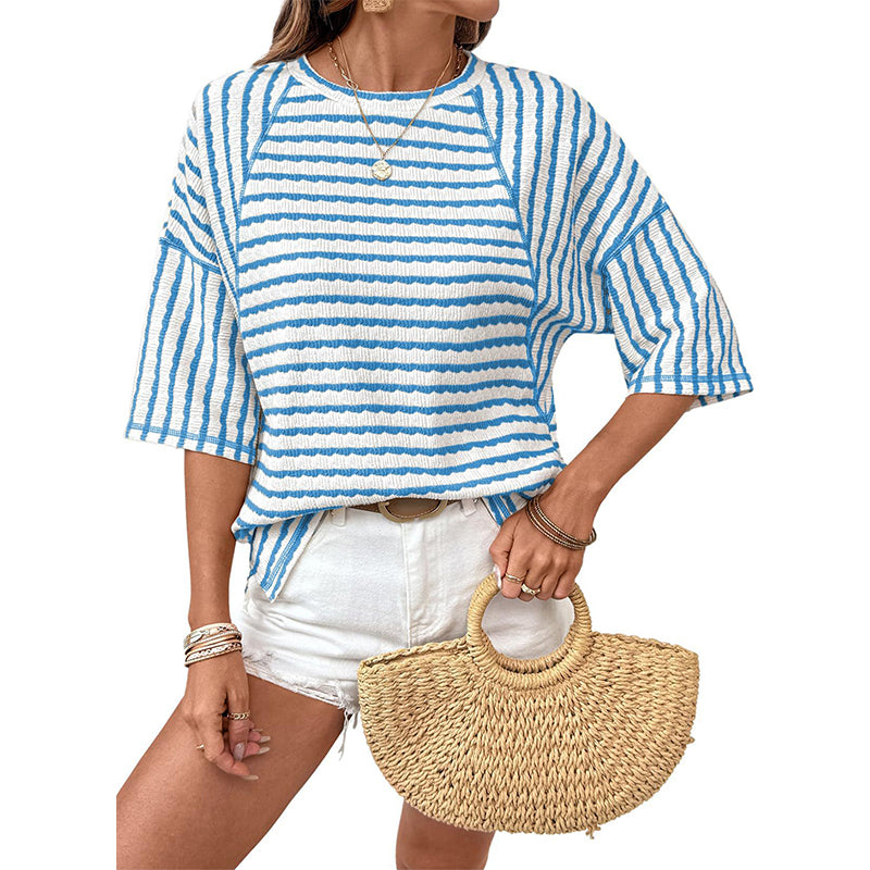 Damen-T-Shirt mit Streifen und lockerer Passform
