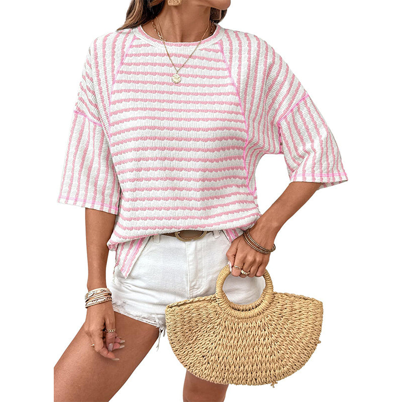 Damen-T-Shirt mit Streifen und lockerer Passform