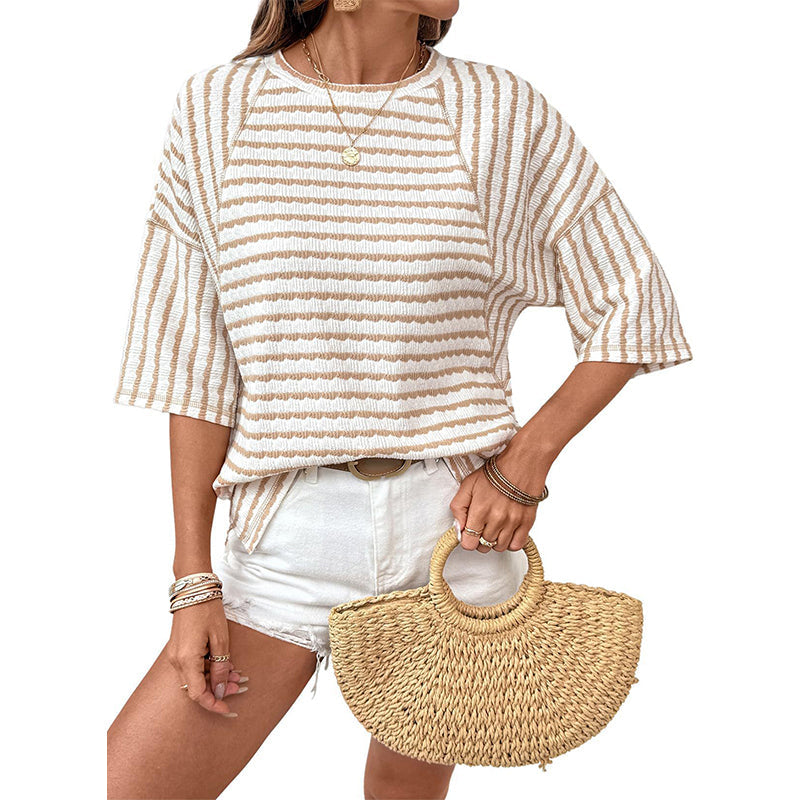 Damen-T-Shirt mit Streifen und lockerer Passform