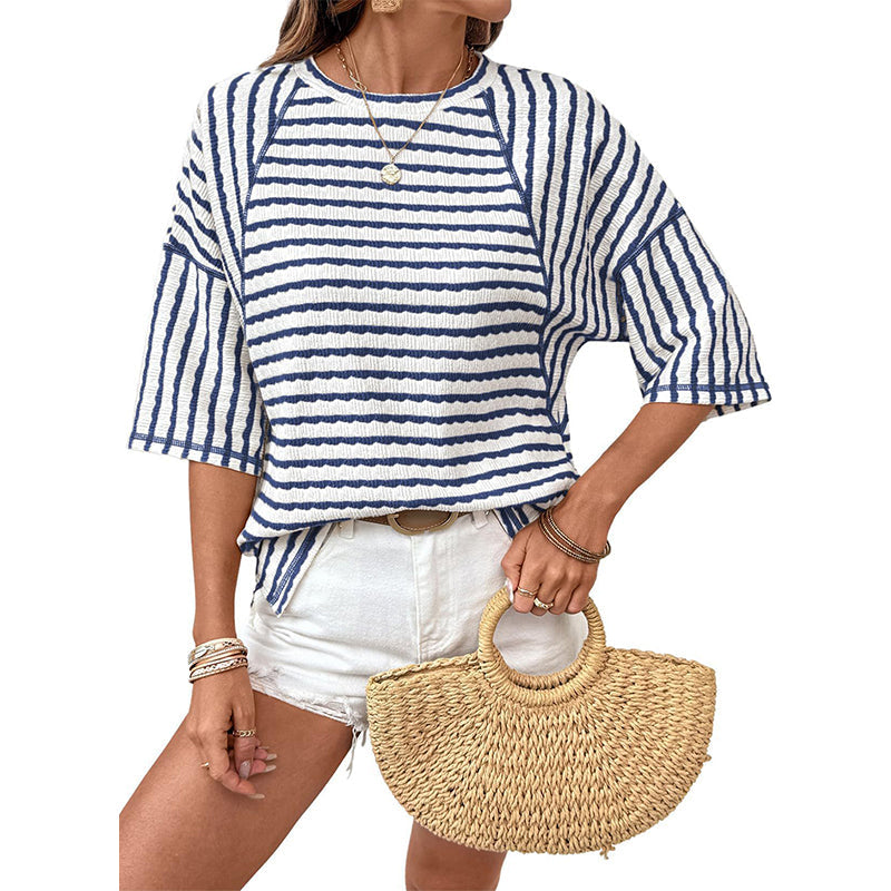 Damen-T-Shirt mit Streifen und lockerer Passform