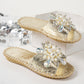 Damen-Pantoletten mit Perlen- und Strass-Verzierung