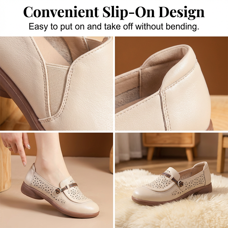 👡 Damen Atmungsaktive Cutout-Leder-Loafer 🌞 Genießen Sie Komfort & Stil 🌞