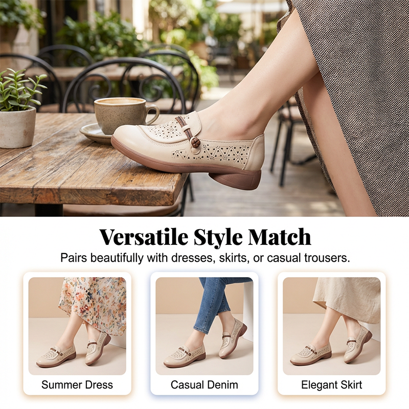 👡 Damen Atmungsaktive Cutout-Leder-Loafer 🌞 Genießen Sie Komfort & Stil 🌞