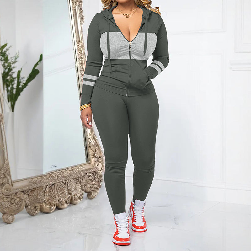Damen 2-teiliges Set mit Reißverschluss-Hoodie & Leggings