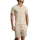 2-teiliges Set aus Jacquard-Hemd mit kurzen Ärmeln und Shorts für Herren