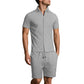 2-teiliges Set aus Jacquard-Hemd mit kurzen Ärmeln und Shorts für Herren