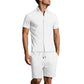 2-teiliges Set aus Jacquard-Hemd mit kurzen Ärmeln und Shorts für Herren