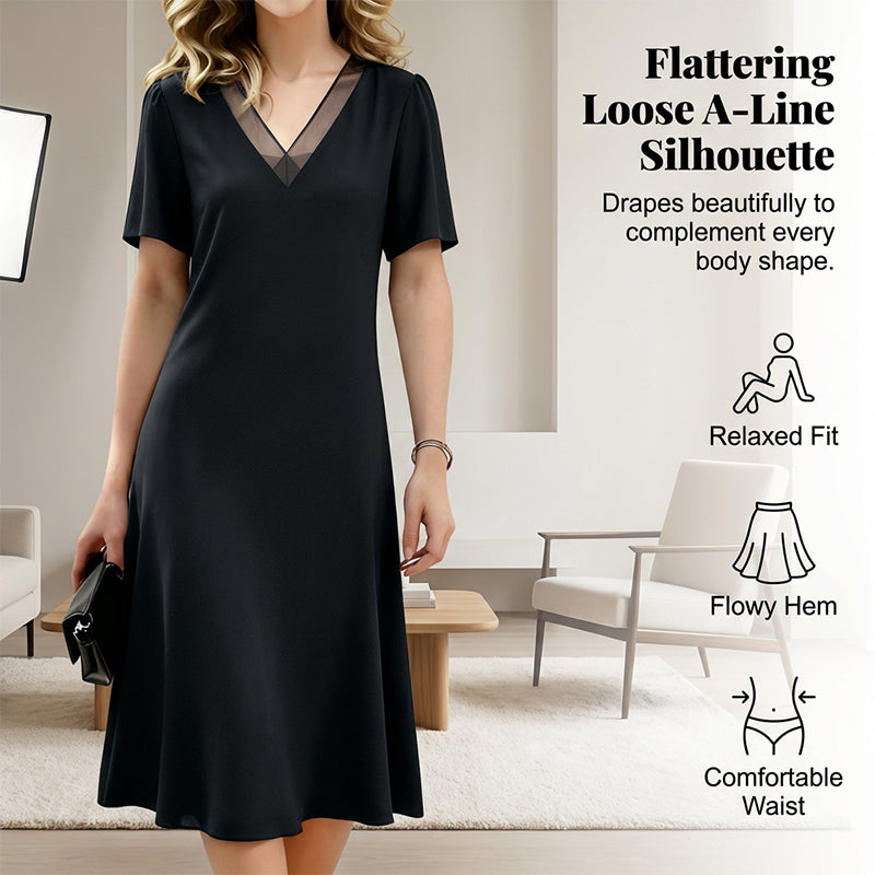 Elegantes Damen V-Ausschnitt Mesh-Kleid