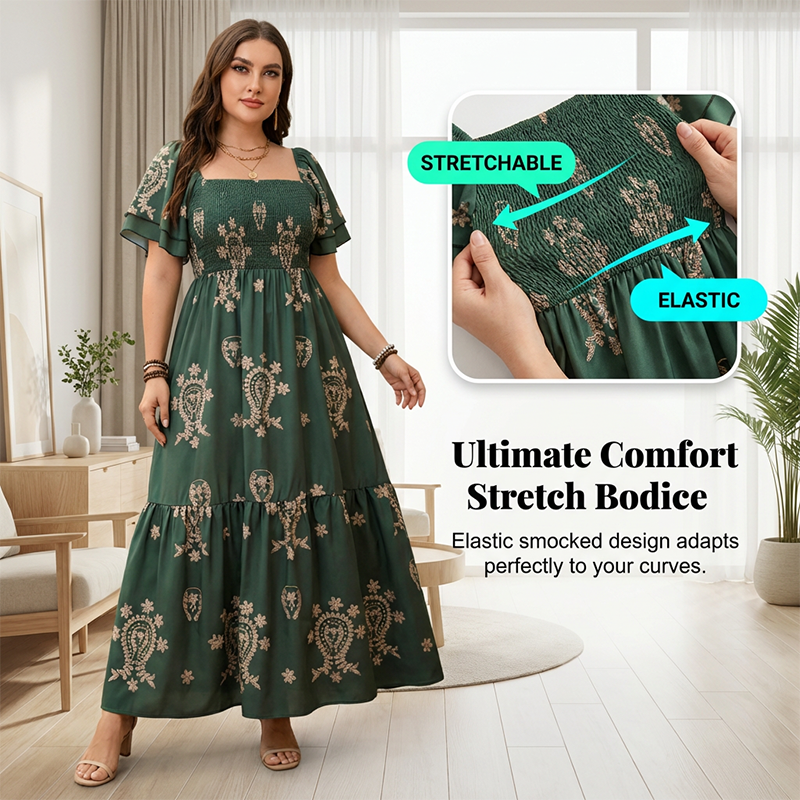Fließendes Smokkleid mit quadratischem Ausschnitt für Damen💗 – strahlt mühelose Eleganz aus✨