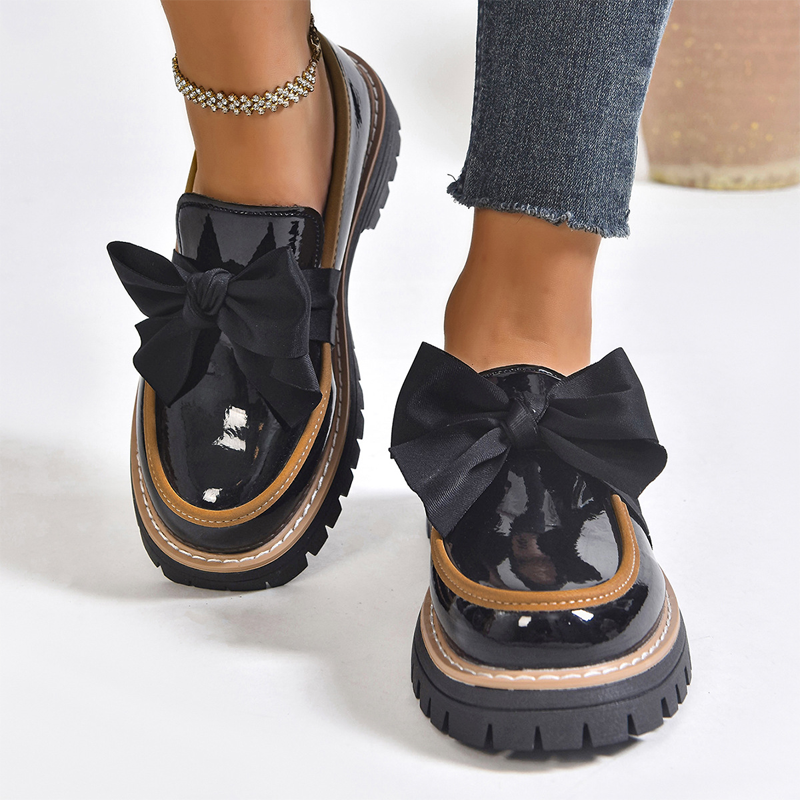 Elegante Damen-Loafer mit Schleife und Blockabsatz