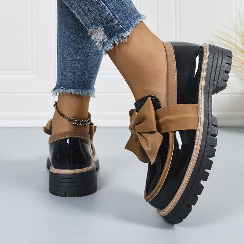 Elegante Damen-Loafer mit Schleife und Blockabsatz