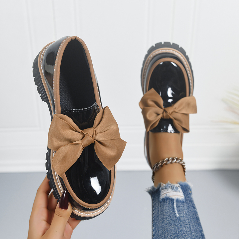 Elegante Damen-Loafer mit Schleife und Blockabsatz