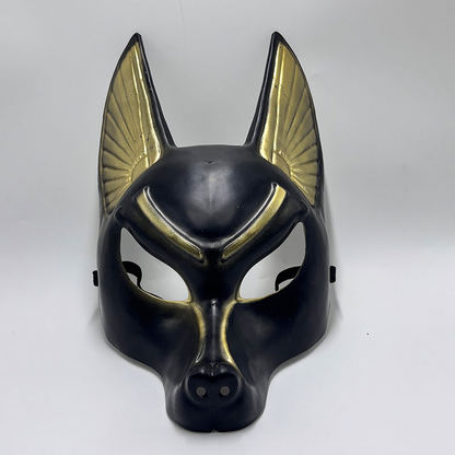 Ägyptische Anubis-Maske: Handbemalte Faux-Goldblatt-Schakalmaske für Cosplay & luxuriöse Wanddekoration