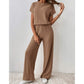 📢📢50%Rabatt!!!🎉✨Damen Zweiteiler aus Rippstrick: Oberteil & Hose mit weitem Bein