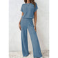 📢📢50%Rabatt!!!🎉✨Damen Zweiteiler aus Rippstrick: Oberteil & Hose mit weitem Bein