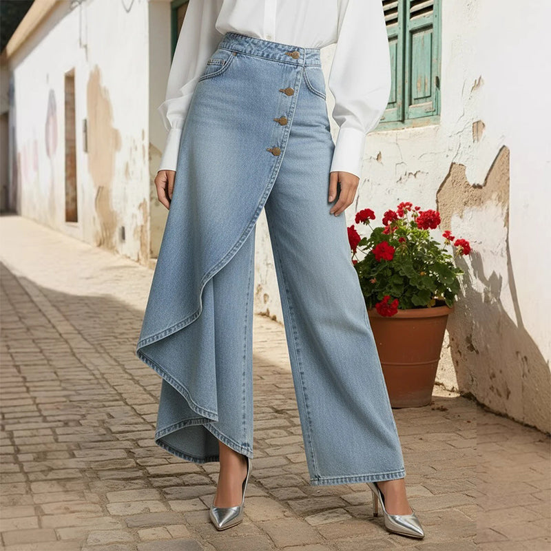 ⏳Nur für kurze Zeit: 50 % Rabatt⏰Asymmetrischer Wickelrock aus Denim👖👗