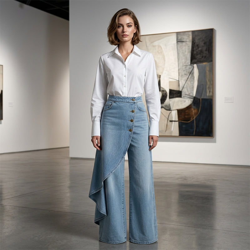 ⏳Nur für kurze Zeit: 50 % Rabatt⏰Asymmetrischer Wickelrock aus Denim👖👗